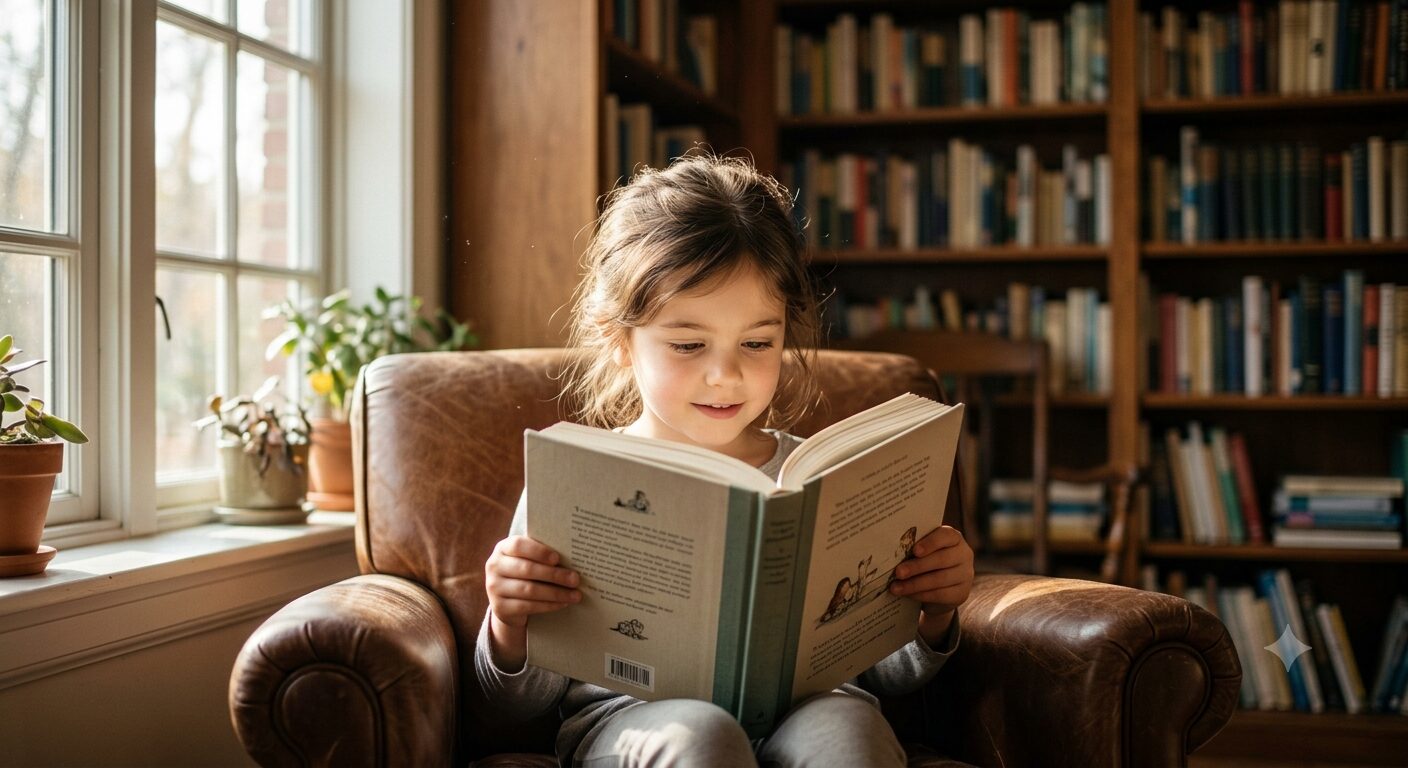 子どもが本を読んでいる